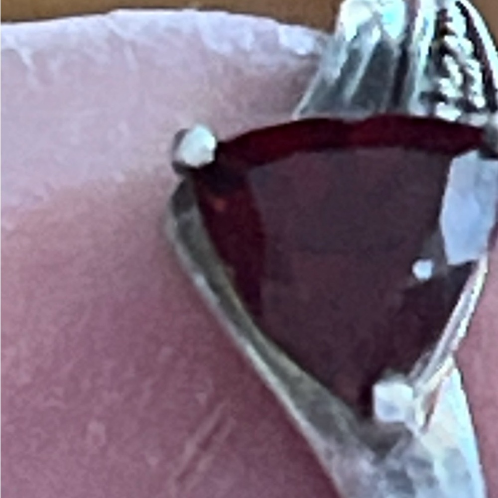 Sterling silver red triangle tourmaline ring